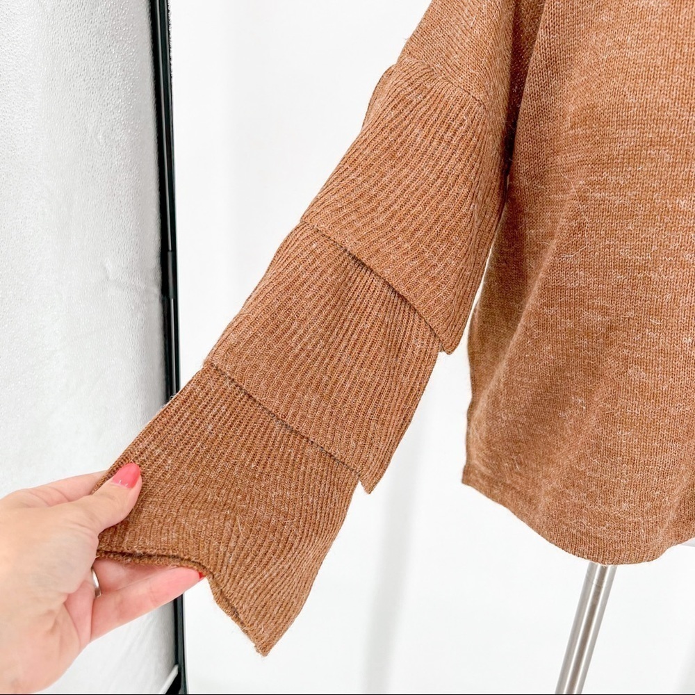 Lumiere Rust colored Ruffle Bell-Sleeve Sweater - Picture 4 of 5